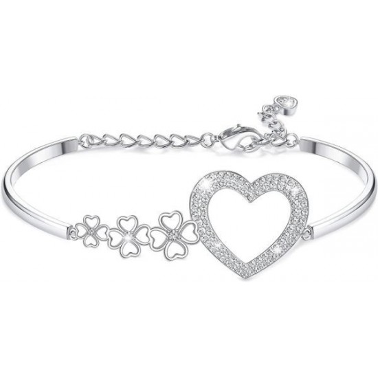 Austria Crystal Heart Bracelet For Women Four Leaf Clover Bangle Bracelet Austria Crystal Heart Bracelet For Women Four Leaf Clover Bangle Bracelet